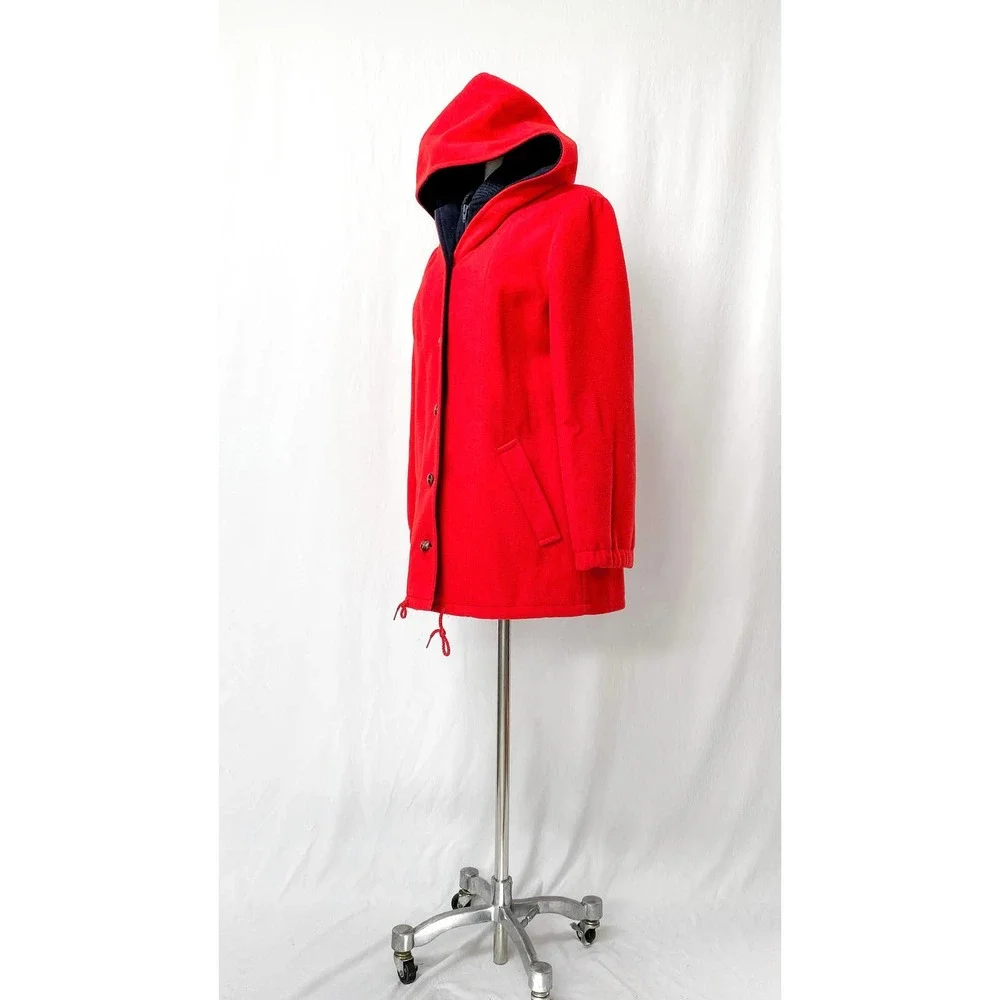 Vintage 80’s All Outdoors Mackintosh Red & Navy Double Lined Coat - Picture 8 of 11